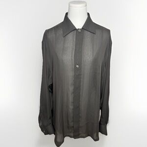 Vintage Xposed Sheer Textured Stripe Blouse
